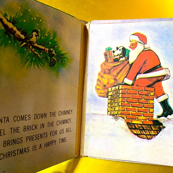 CHRISTMAS VTG 50’s FEEL SANTA CLAUS’ BEARD TOUCH AND FEEL HARDCOVER BOOK TAIWAN - Picture 6 of 14